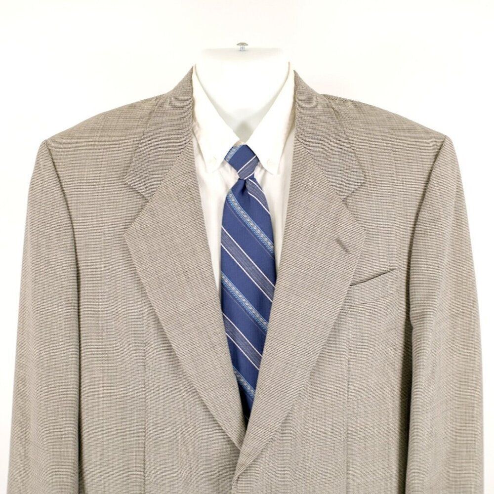Oscar De La Renta Travelers Worsted Wool 42r Cream Gray Star Check Sport Coat 2
